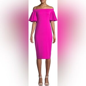 Trina Turk Off the Shoulder Hot Pink Dress 12